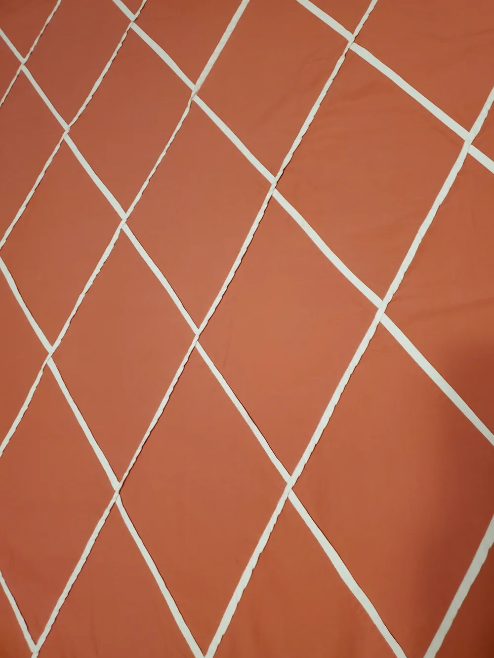 Coral Diamond Grid Queen Duvet Cover